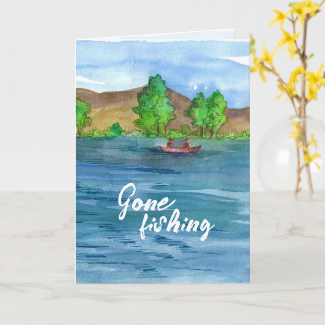 Carte Joyeuse retraite Parti pêcher bateau Félicitations (Fleur jaune)