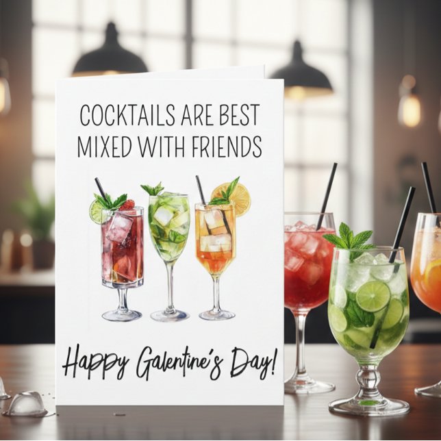 Carte Joyeuse Saint Galentine, amis de cocktail (Créateur téléchargé)