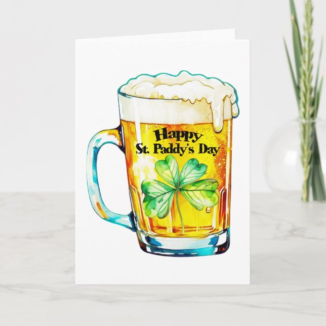 Carte Joyeuse Saint-Patrick Bière Mug Trèfle Fierté Irla (Devant)