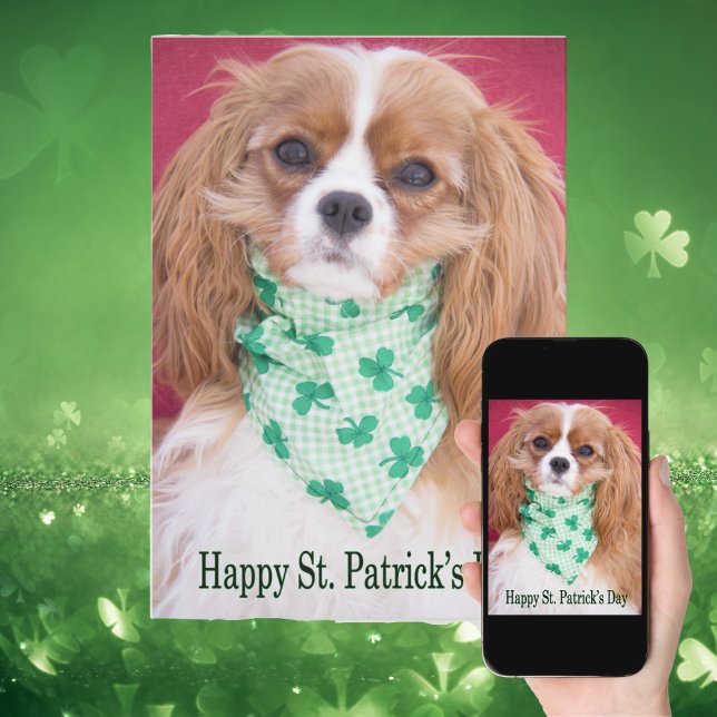 Carte Joyeuse Saint-Patrick Cavalier King Charles Pup (Créateur téléchargé)