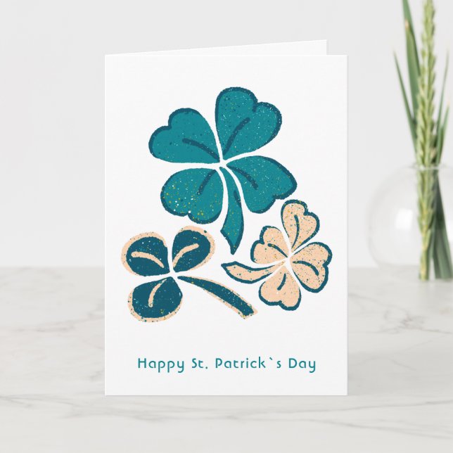 Carte Joyeuse Saint-Patrick Clover Dessin de Trèfle (Devant)