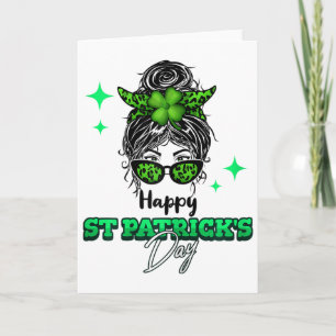 Carte Joyeuse Saint-Patrick Coiffure Désordonnée Filles