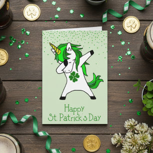 Carte Joyeuse Saint-Patrick Licorne Dab verte