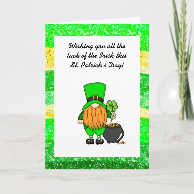 Carte Joyeuse Saint-Patrick | Petit Leprechaun mignon (Devant)
