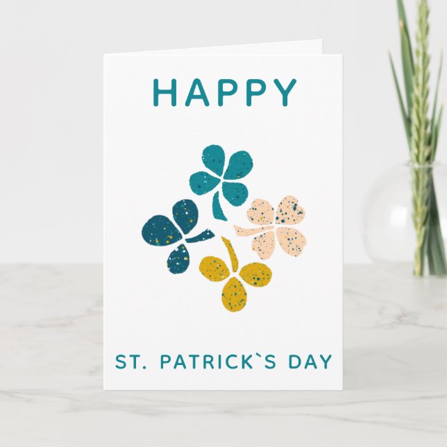 Carte Joyeuse Saint Patrick`s day Clover Shamrock Dessin (Devant)