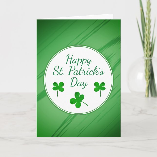 Carte Joyeuse Saint-Patrick Trèfle Vert Irlandais (Devant)