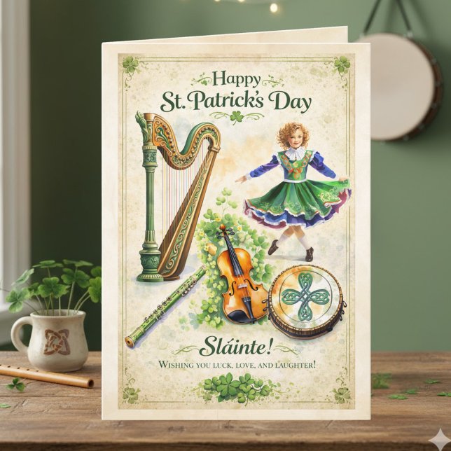 Carte Joyeuse Saint-Patrick vintage irlandais (Créateur téléchargé)