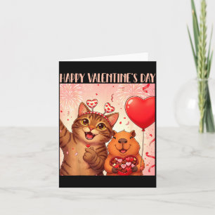 Carte Joyeuse Saint-Valentin 2026 Mignon Chat Capybara F