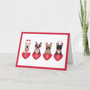 Carte Joyeuse Saint-Valentin Amour Bouledogues Français