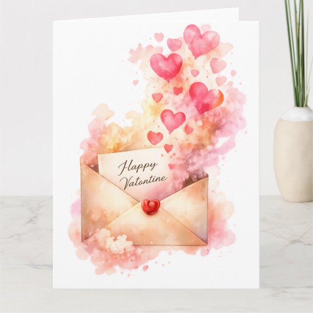 Carte Joyeuse Saint-Valentin Amour Romantique (Devant)
