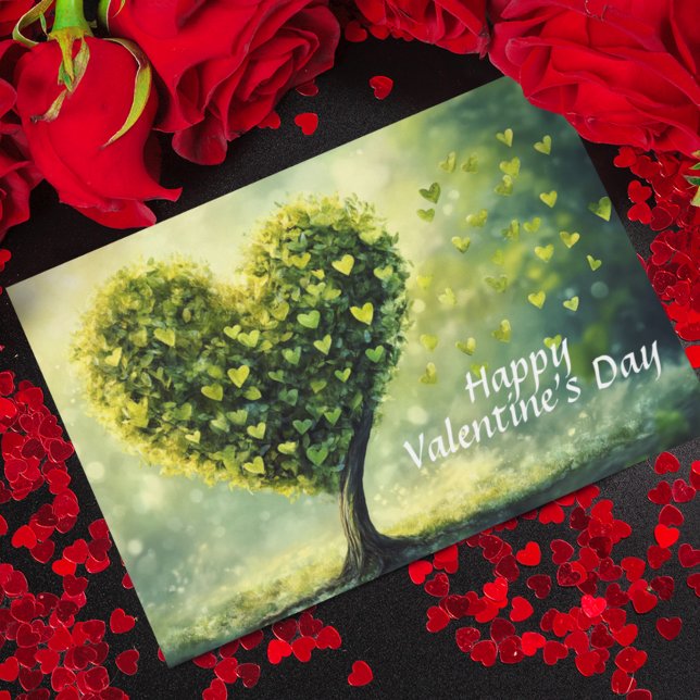 Carte Joyeuse Saint-Valentin Arbre Vert Cœur (Créateur téléchargé)