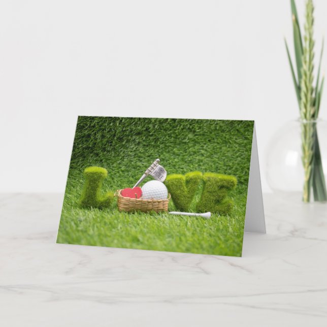 Carte Joyeuse Saint-Valentin au golfeur avec le golf d'a (Devant)