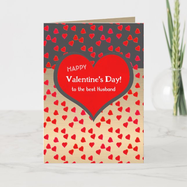 Carte Joyeuse Saint-Valentin au meilleur mari cœurs  (Devant)