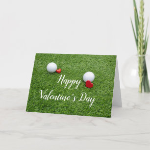 Carte Joyeuse Saint-Valentin avec amour et balle de golf