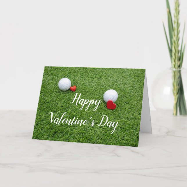 Carte Joyeuse Saint-Valentin avec amour et balle de golf (Devant)