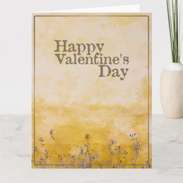 Carte Joyeuse Saint-Valentin avec Prairie de Fleurs Vint (Devant)
