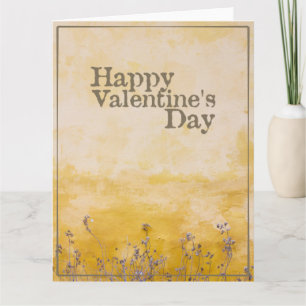 Carte Joyeuse Saint-Valentin avec Prairie de Fleurs Vint