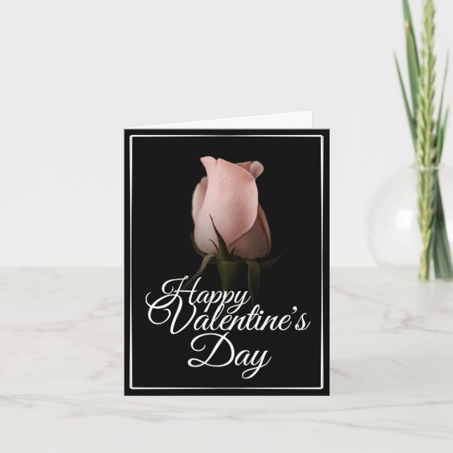 Carte Joyeuse Saint-Valentin avec rose rose (Devant)