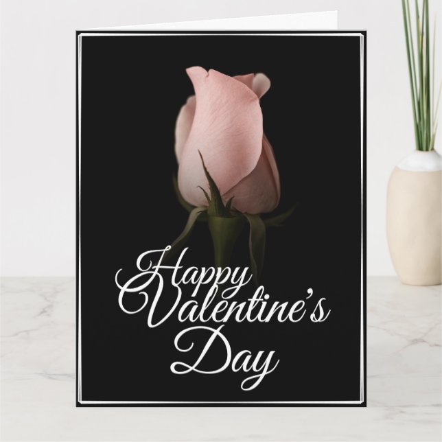 Carte Joyeuse Saint-Valentin avec rose rose (Devant)