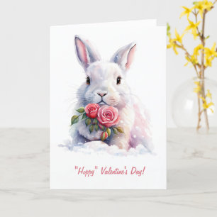 Carte Joyeuse Saint Valentin avec un mignon lapin blanc