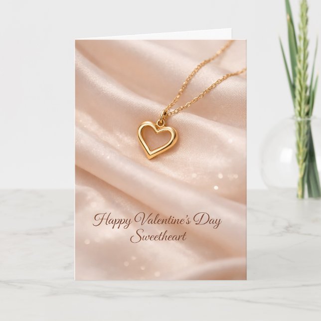Carte Joyeuse Saint-Valentin Chéri Cœur en Or (Devant)
