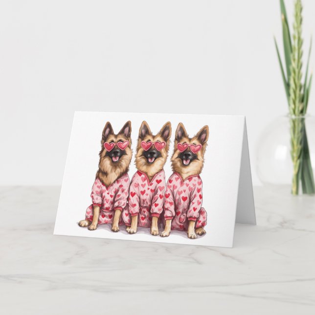 Carte Joyeuse Saint-Valentin Chien de Berger Allemand (Devant)