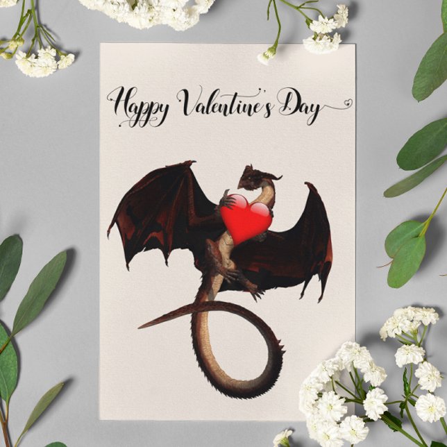 Carte Joyeuse Saint Valentin Cœur de Dragon Rouge (Créateur téléchargé)