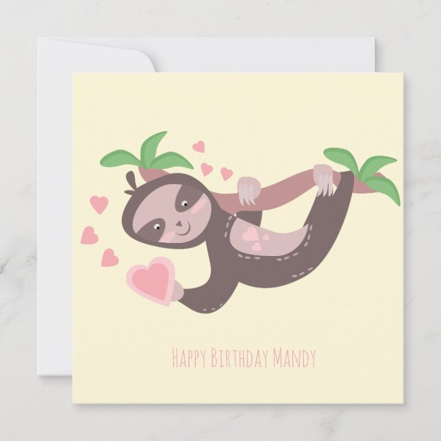 Carte Joyeuse Saint-Valentin Cœur de Paresseux Anniversa (Devant)