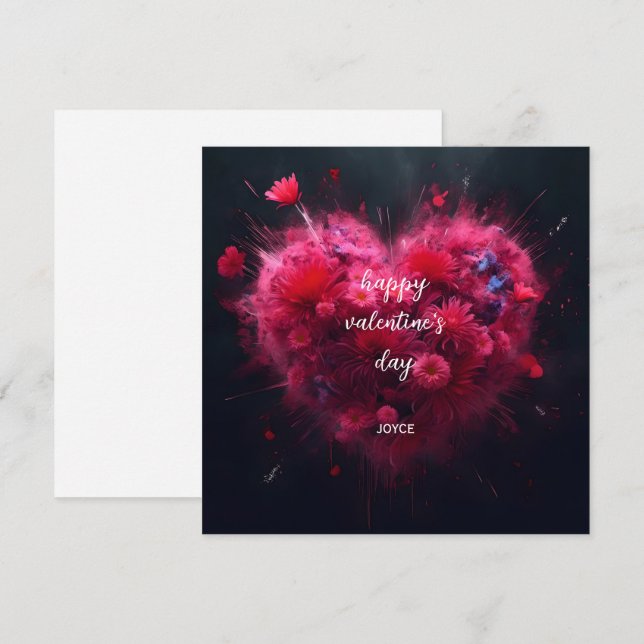 Carte Joyeuse Saint-Valentin - Cœur Rose Vibrant (Devant / Derrière)
