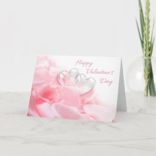 Carte Joyeuse Saint-Valentin Cœurs de Verre Romantiques
