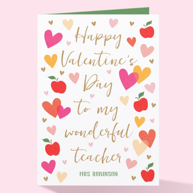 Carte Joyeuse Saint-Valentin Cœurs d'enseignant Pomme pl (Créateur téléchargé)