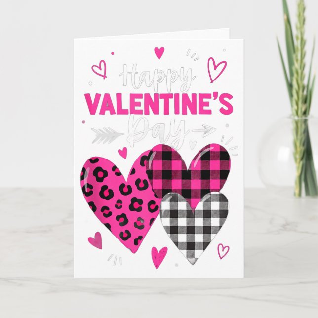 Carte Joyeuse Saint-Valentin Cœurs Filles Femmes Léopard (Devant)