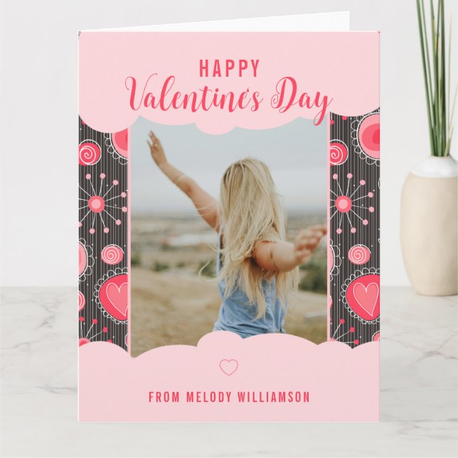 Carte Joyeuse Saint-Valentin Cœurs rouges fantaisistes f (Devant)