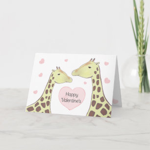 Carte Joyeuse Saint-Valentin couple de girafes