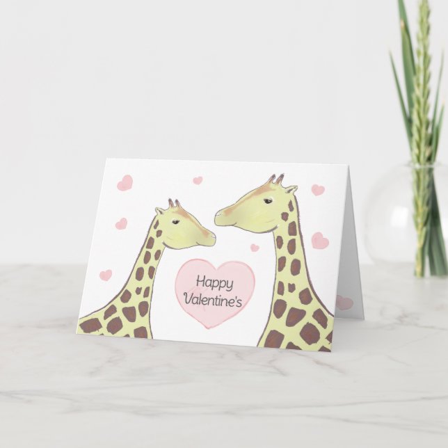 Carte Joyeuse Saint-Valentin couple de girafes (Devant)