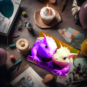Carte Joyeuse Saint-Valentin Couple de jolis axolotls a