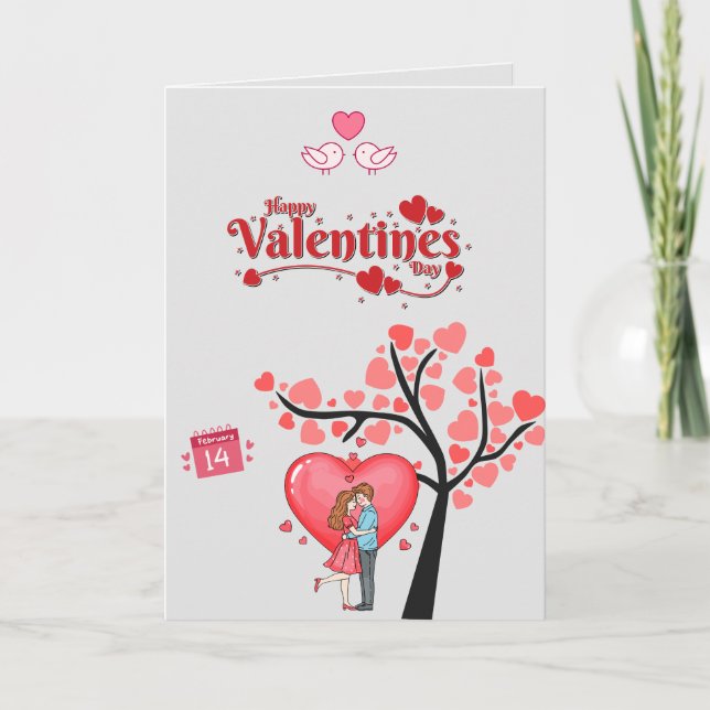 Carte Joyeuse Saint-Valentin – Couple romantique  (Devant)