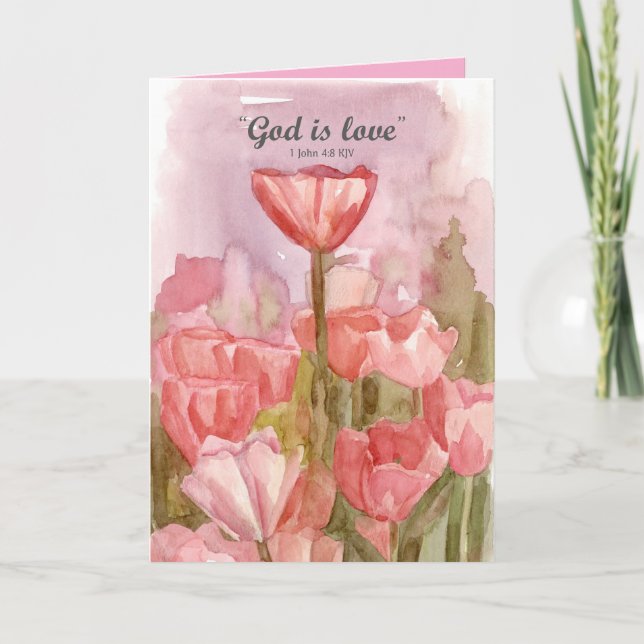 Carte Joyeuse Saint-Valentin Dieu est Amour Écriture Tul (Devant)
