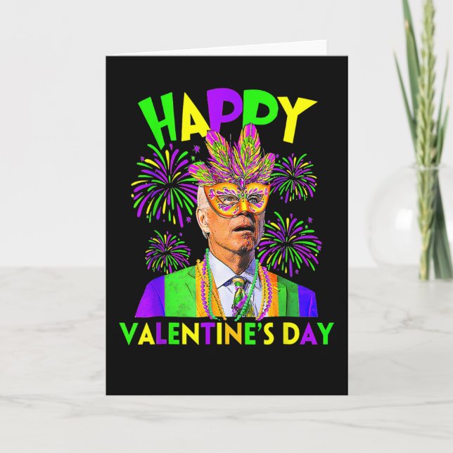 Carte Joyeuse Saint-Valentin Drôle Joe Biden Mardi Gras  (Devant)
