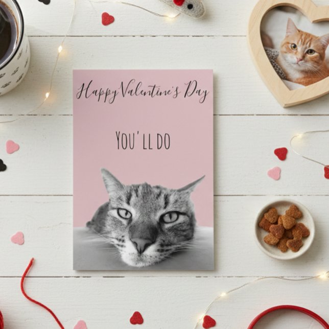 Carte Joyeuse Saint-Valentin du chat à l'humain Humour (Créateur téléchargé)