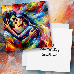 Carte Joyeuse Saint-Valentin   Étreinte d'amoureux