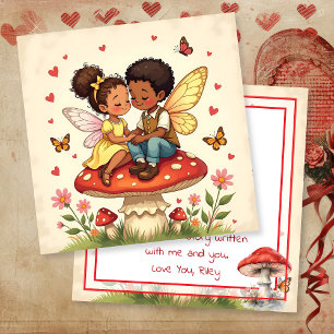 Carte Joyeuse Saint-Valentin Fée de Cottage Rétro