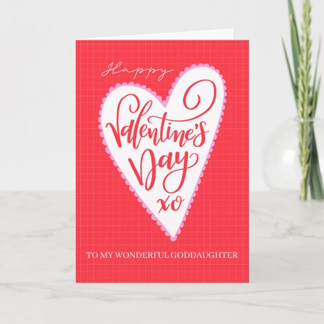Carte Joyeuse Saint-Valentin filleule au grand cœur  (Devant)