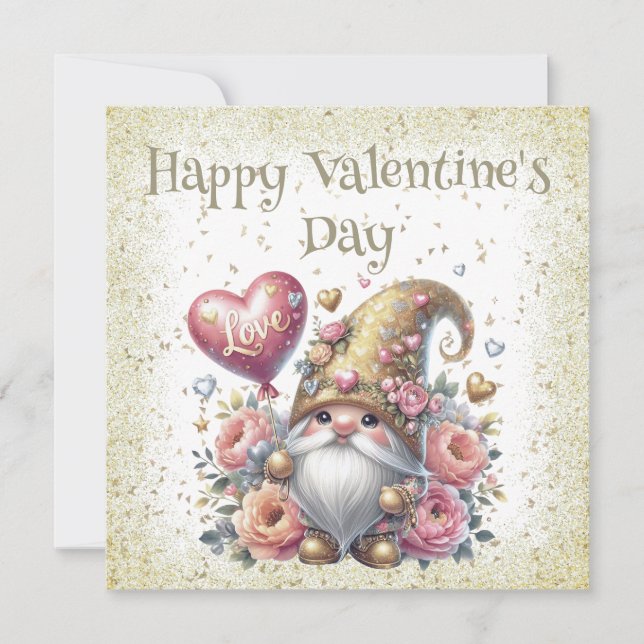 Carte Joyeuse Saint-Valentin Gnome (Devant)