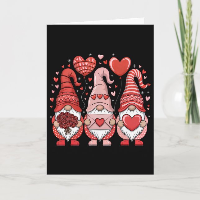 Carte Joyeuse Saint-Valentin Gnomes Cœur Mignon Amour Va (Devant)
