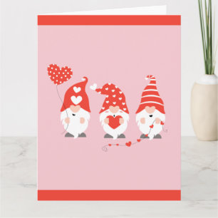 Carte Joyeuse Saint Valentin Gnomes Rouge