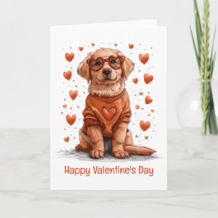 Carte Joyeuse Saint-Valentin Golden Retriever Chien