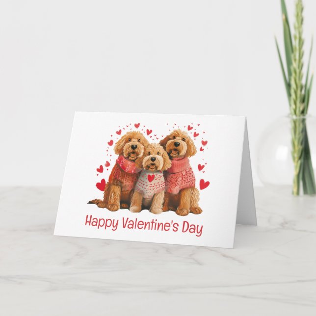 Carte Joyeuse Saint-Valentin Goldendoodle Chiens (Devant)