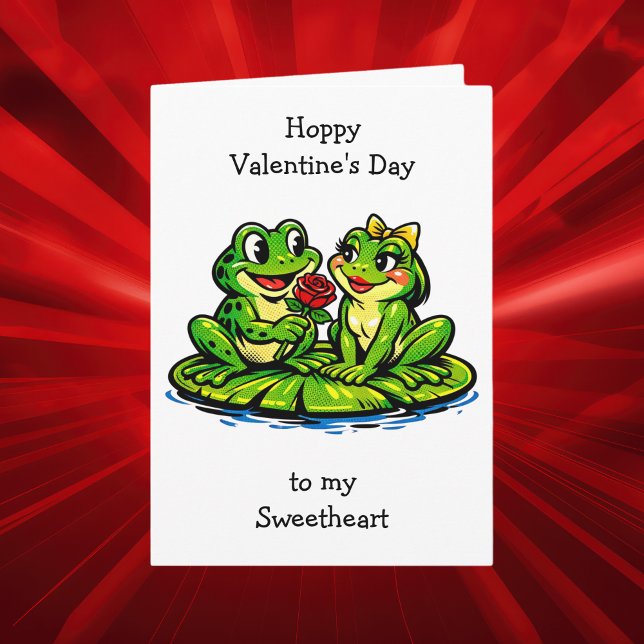 Carte Joyeuse Saint-Valentin | Grenouilles Rétro (Créateur téléchargé)