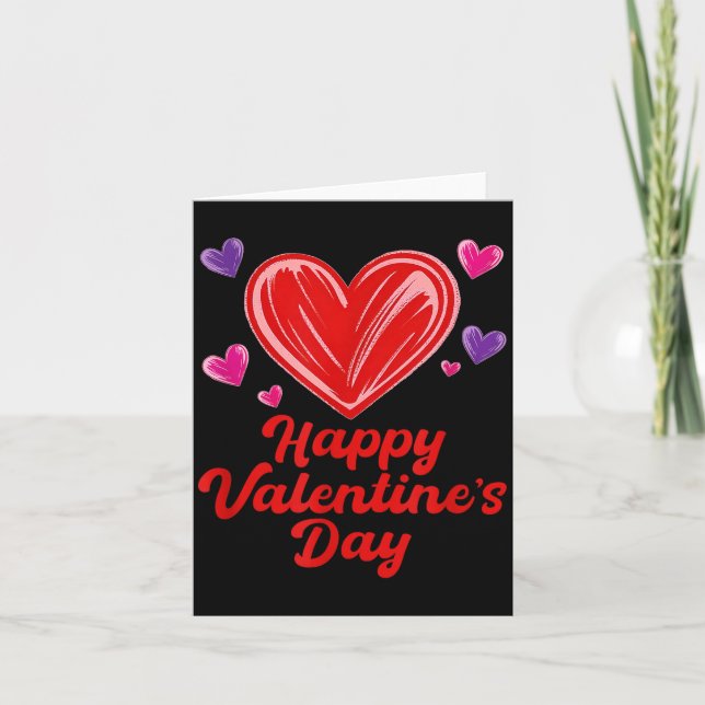 Carte Joyeuse Saint-Valentin gribouillis coeurs  (Devant)